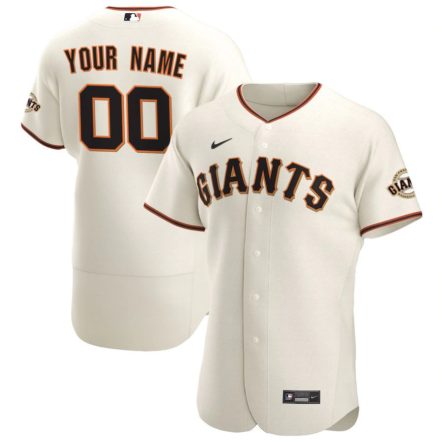 Mens San Francisco Giants Nike Cream Home Official Authentic Custom MLB Jerseys